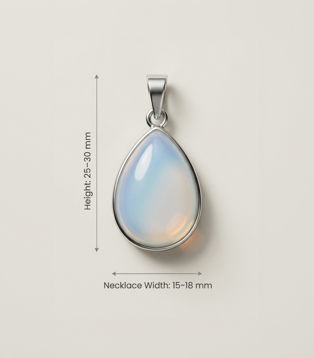 Opalite Teardrop Pendant with Silver Chain