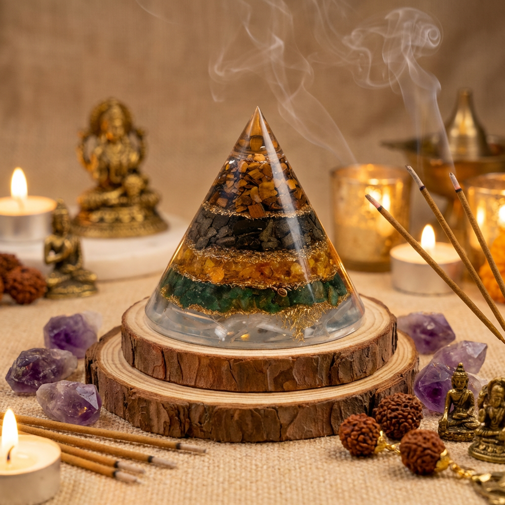 Dhan Yog Pyramid With Selenite Base