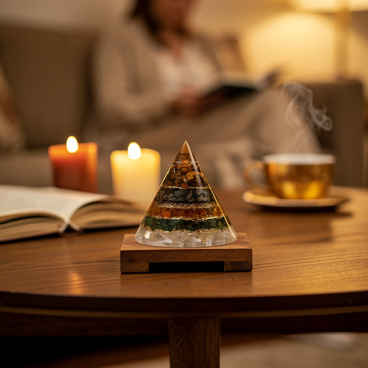 Dhan Yog Pyramid With Selenite Base