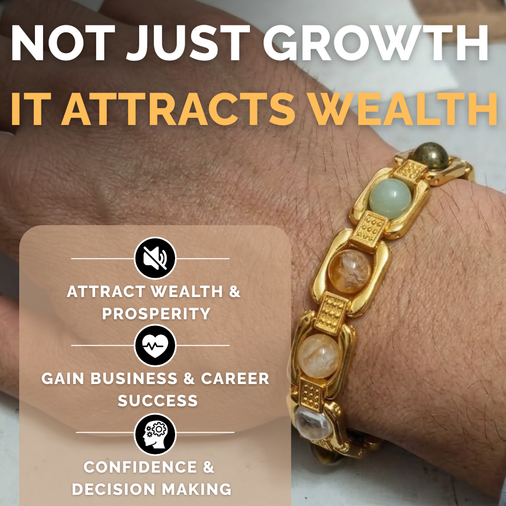 Gold Plated Dhan Yog Bracelet | Original Citrine, Pyrite, Tiger Eye & Aventurine Crystal