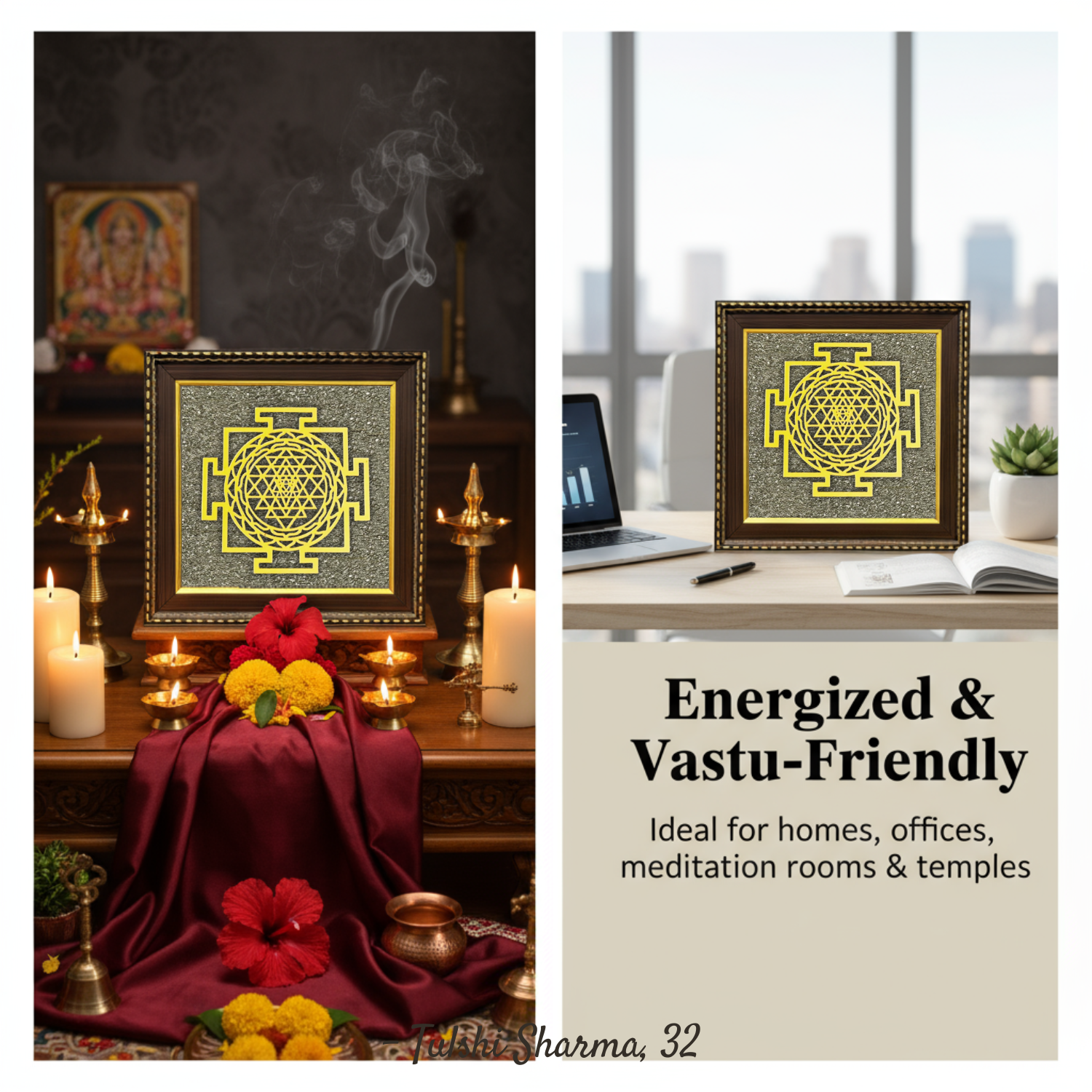 Shree Yantra on Raw Pyrite