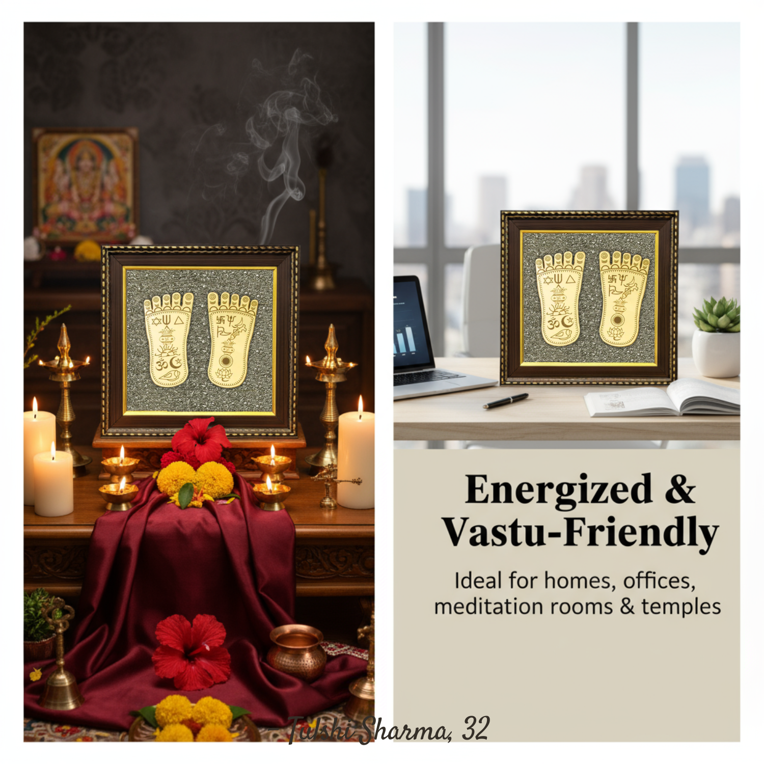 Maa Lakshmi Charan Paduka Pyrite Frame