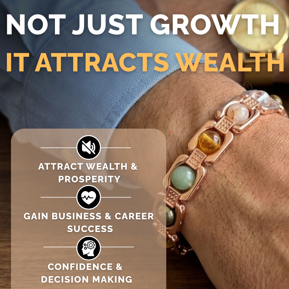Rose Gold Plated Dhan Yog Bracelet | Original Citrine, Pyrite, Tiger Eye & Aventurine Crystal