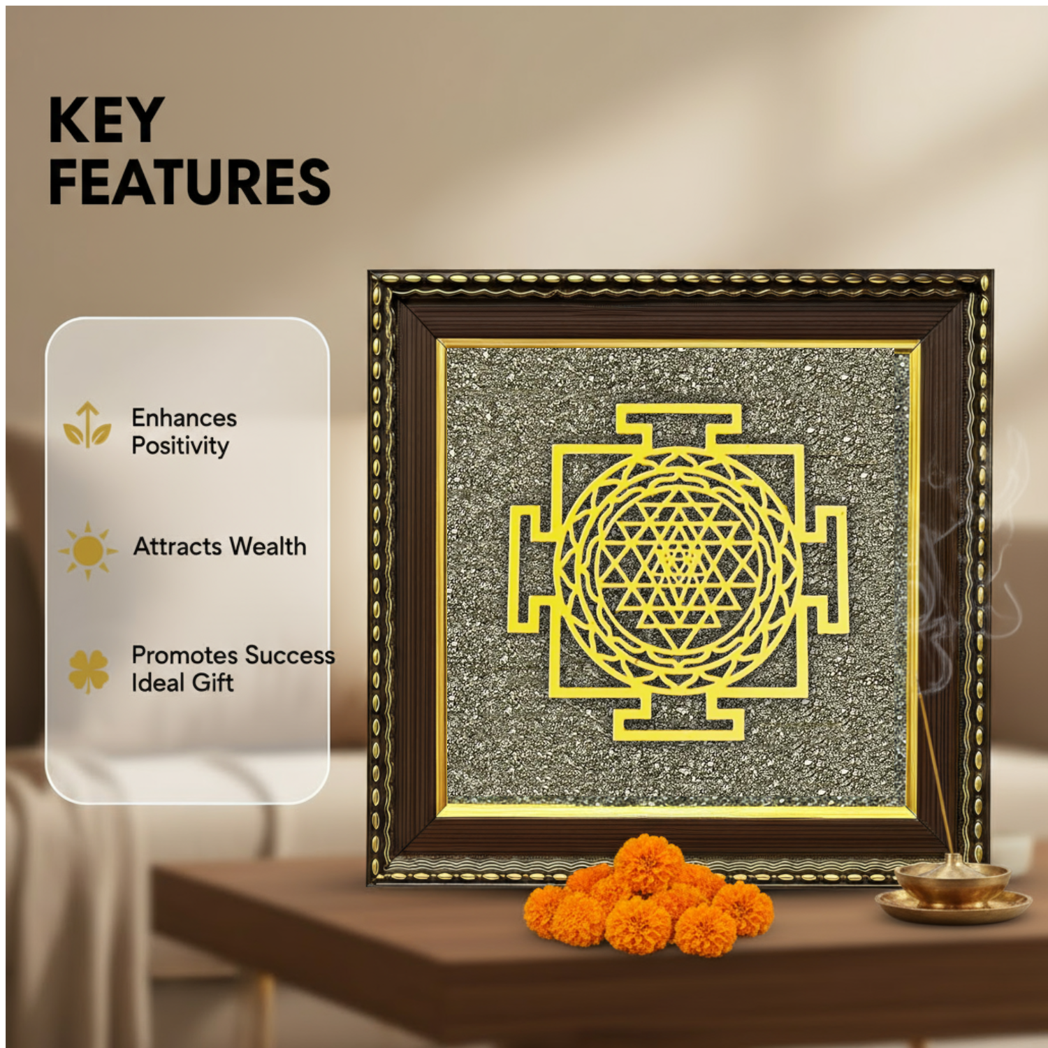 Shree Yantra on Raw Pyrite