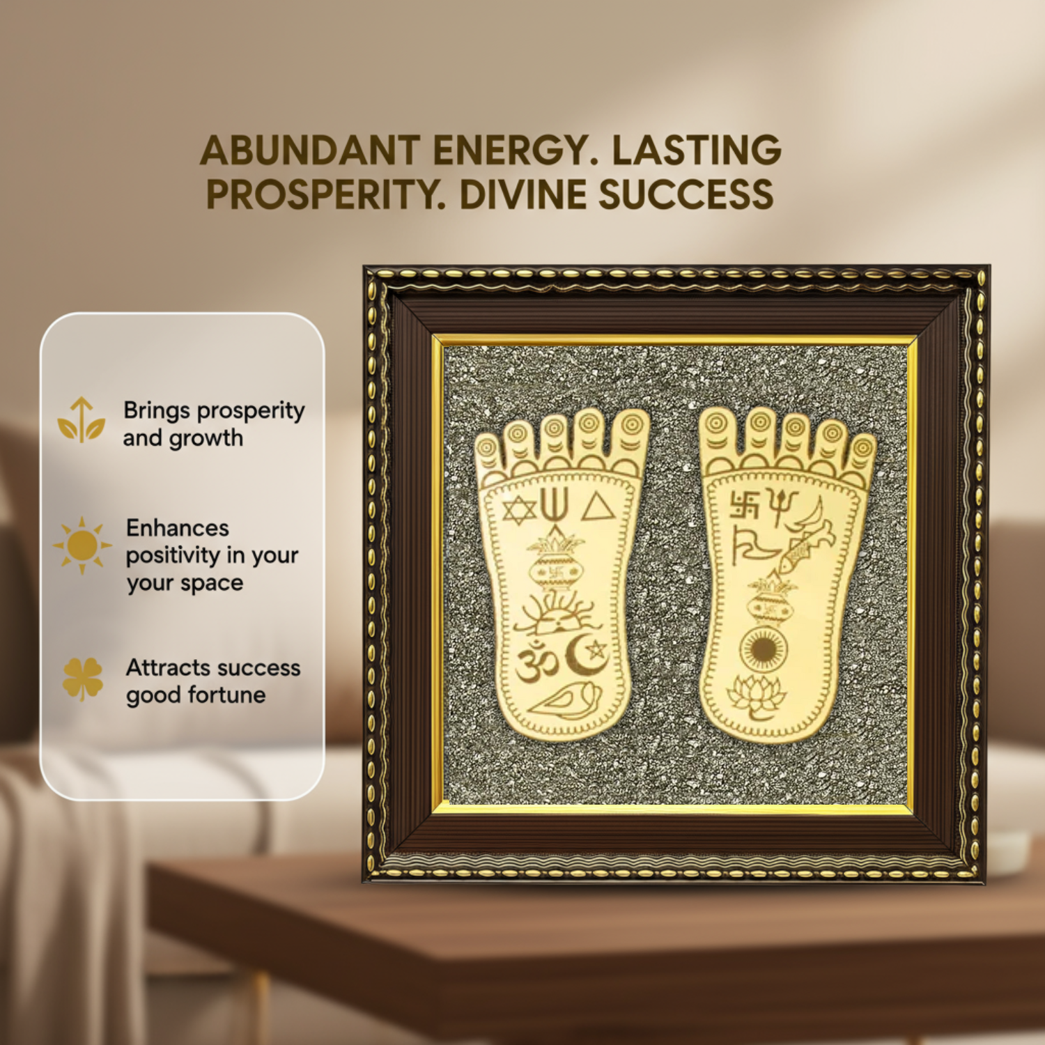 Maa Lakshmi Charan Paduka Pyrite Frame