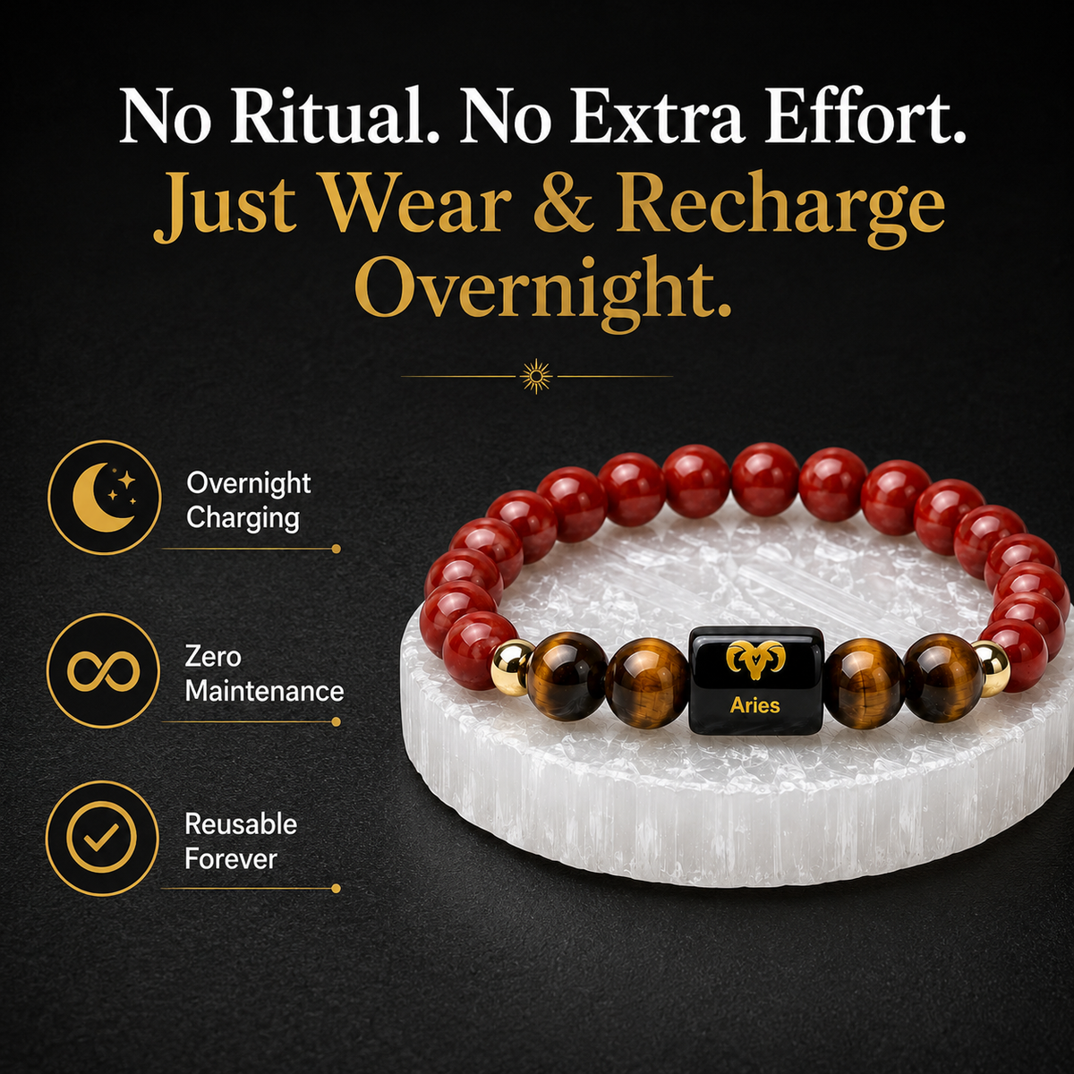 Aries (मेष राशि) Red Jasper & Tiger Eye Crystal Zodiac Bracelet – For Unstoppable Energy, Courage & Grounded Power