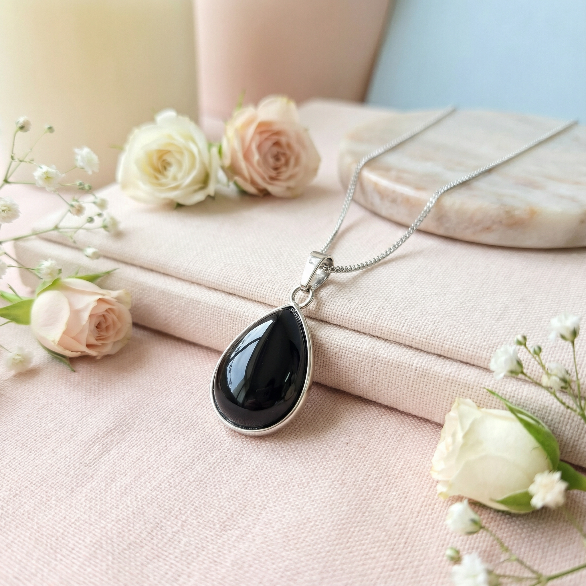Black Obsidian Teardrop Pendant