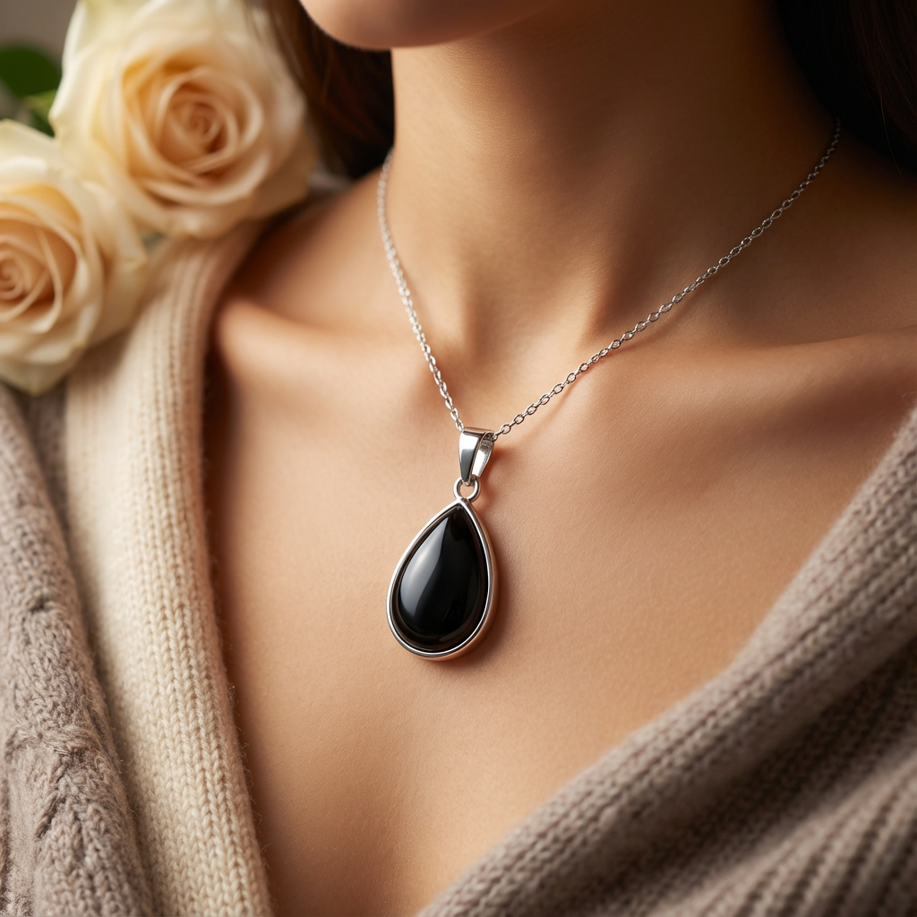 Black Obsidian Teardrop Pendant