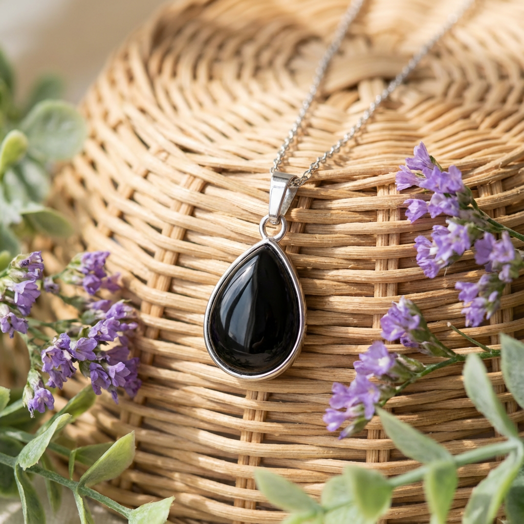 Black Obsidian Teardrop Pendant