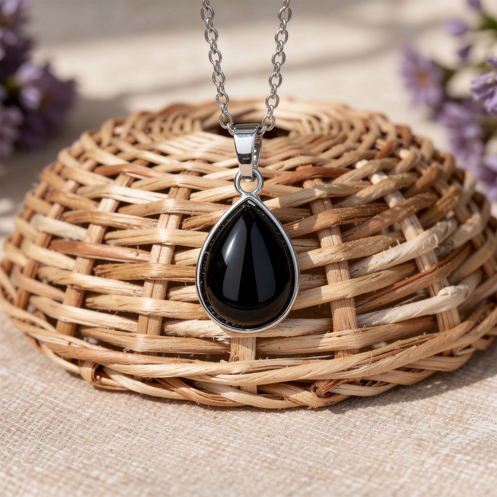 Black Obsidian Teardrop Pendant