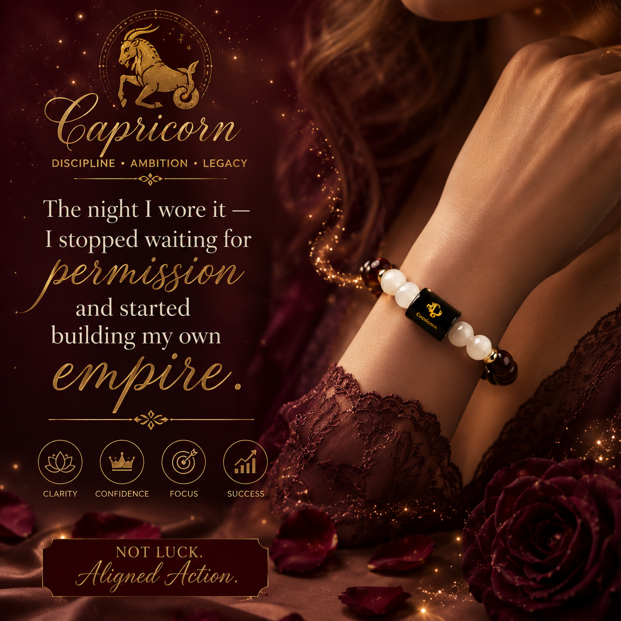 CAPRICORN (मकर) – Garnet & Milky Quartz Bracelet