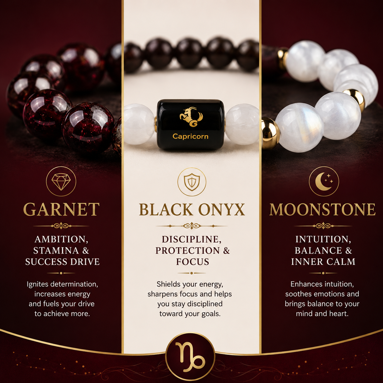 CAPRICORN (मकर) – Garnet & Milky Quartz Bracelet