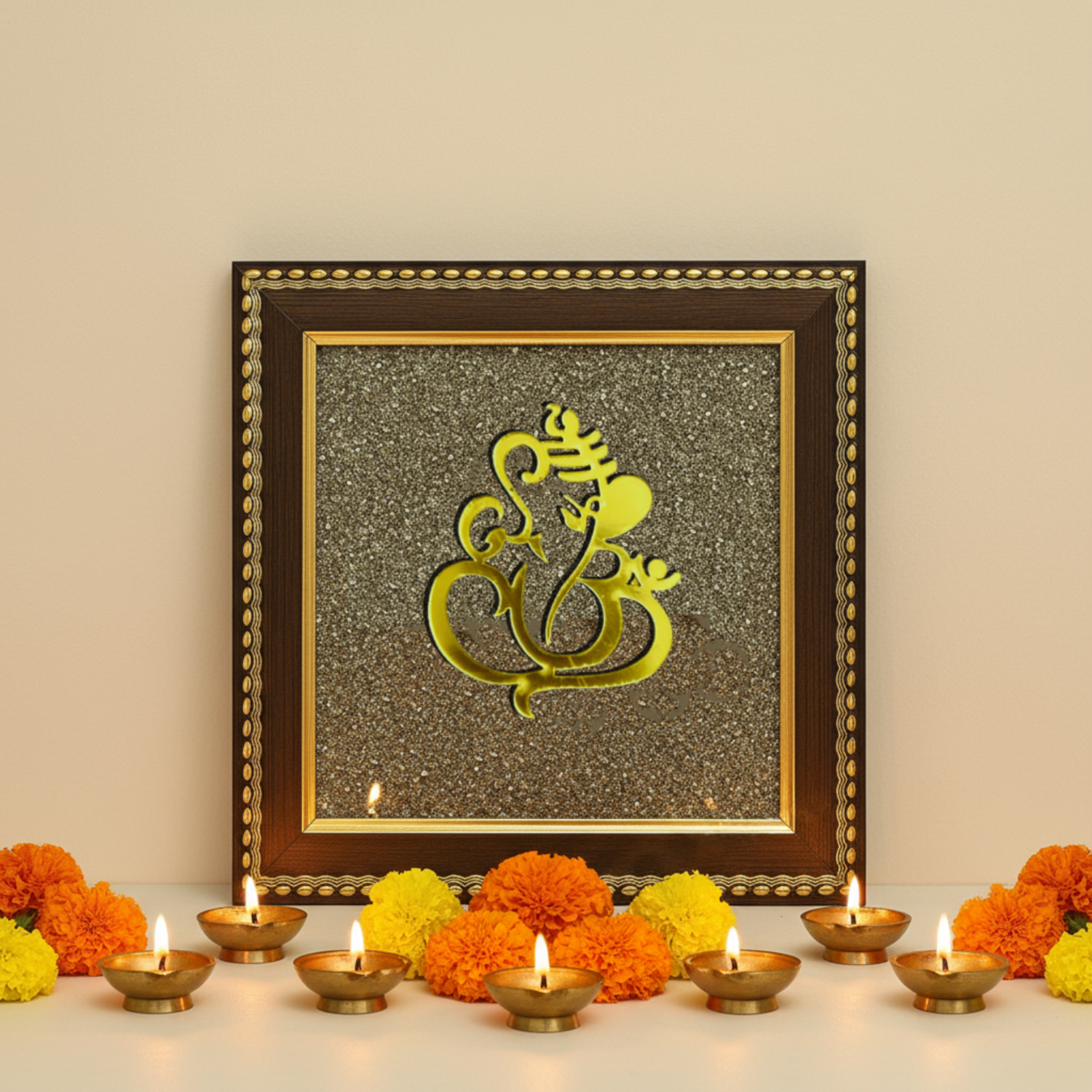 Ganesh Pyrite Stone Frame