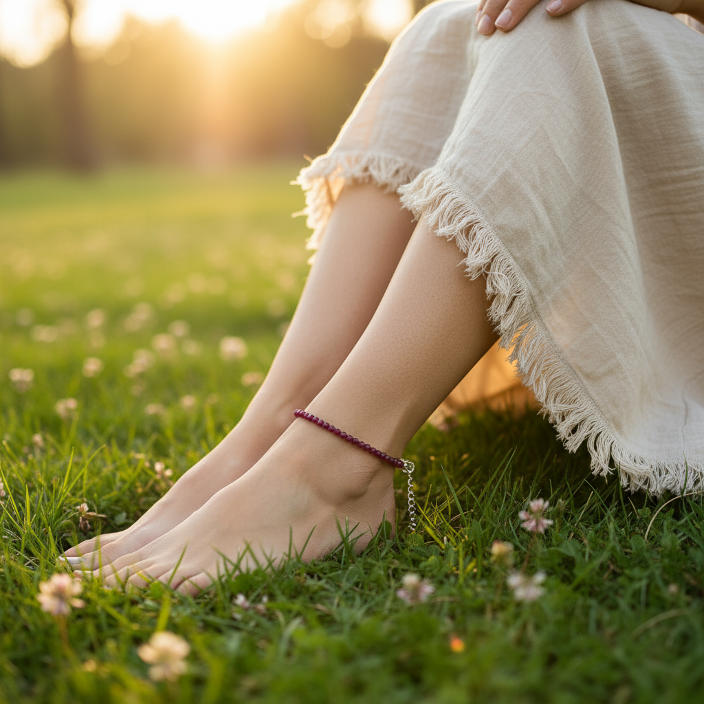 Raw Garnet Anklet