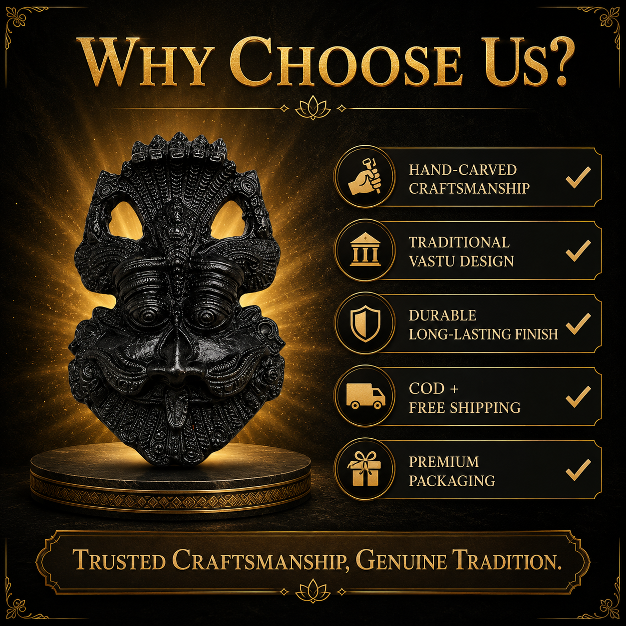 Kirtimukha Black Tourmaline Guardian | Shiva's Divine Protection for Home & Office