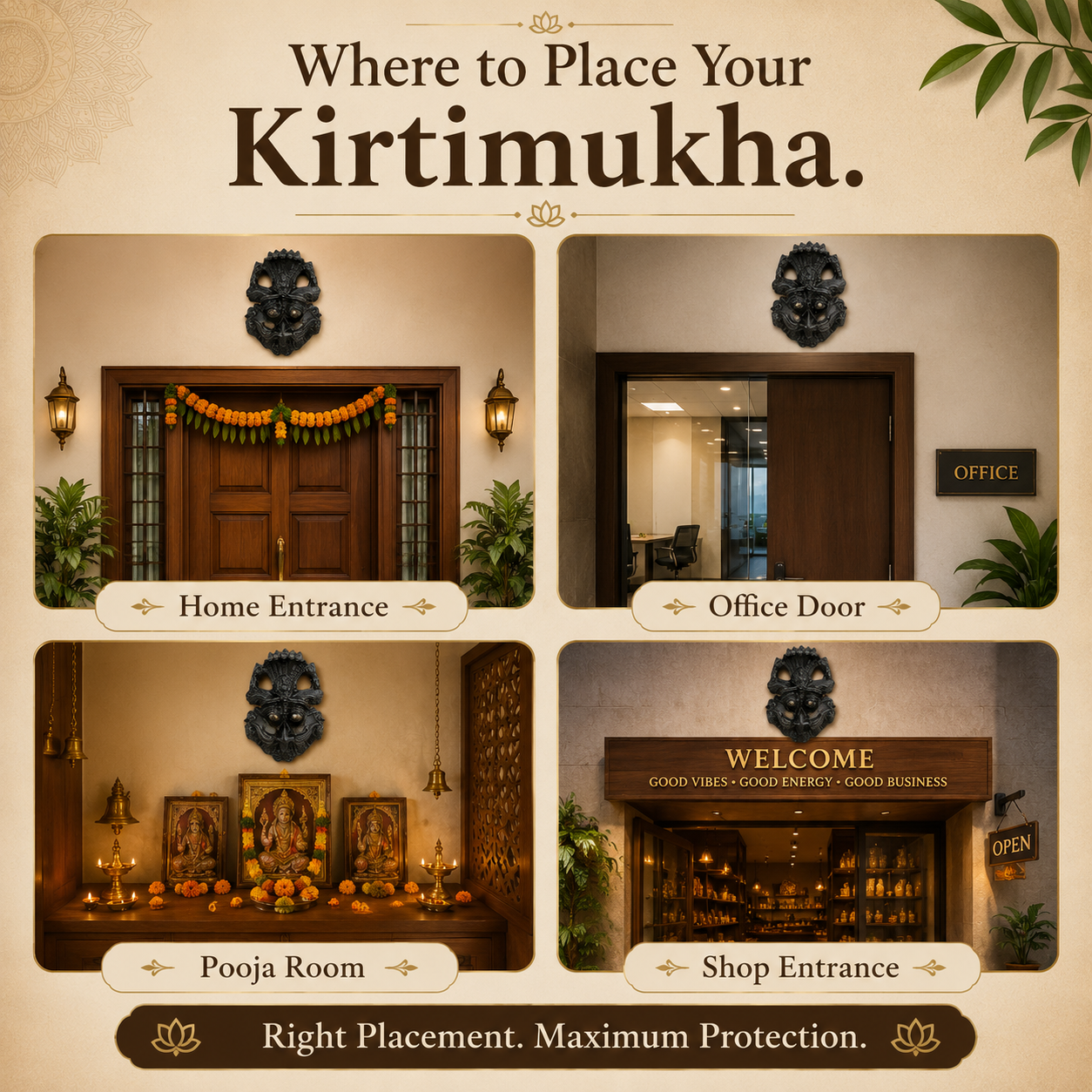 Kirtimukha Black Tourmaline Guardian | Shiva's Divine Protection for Home & Office