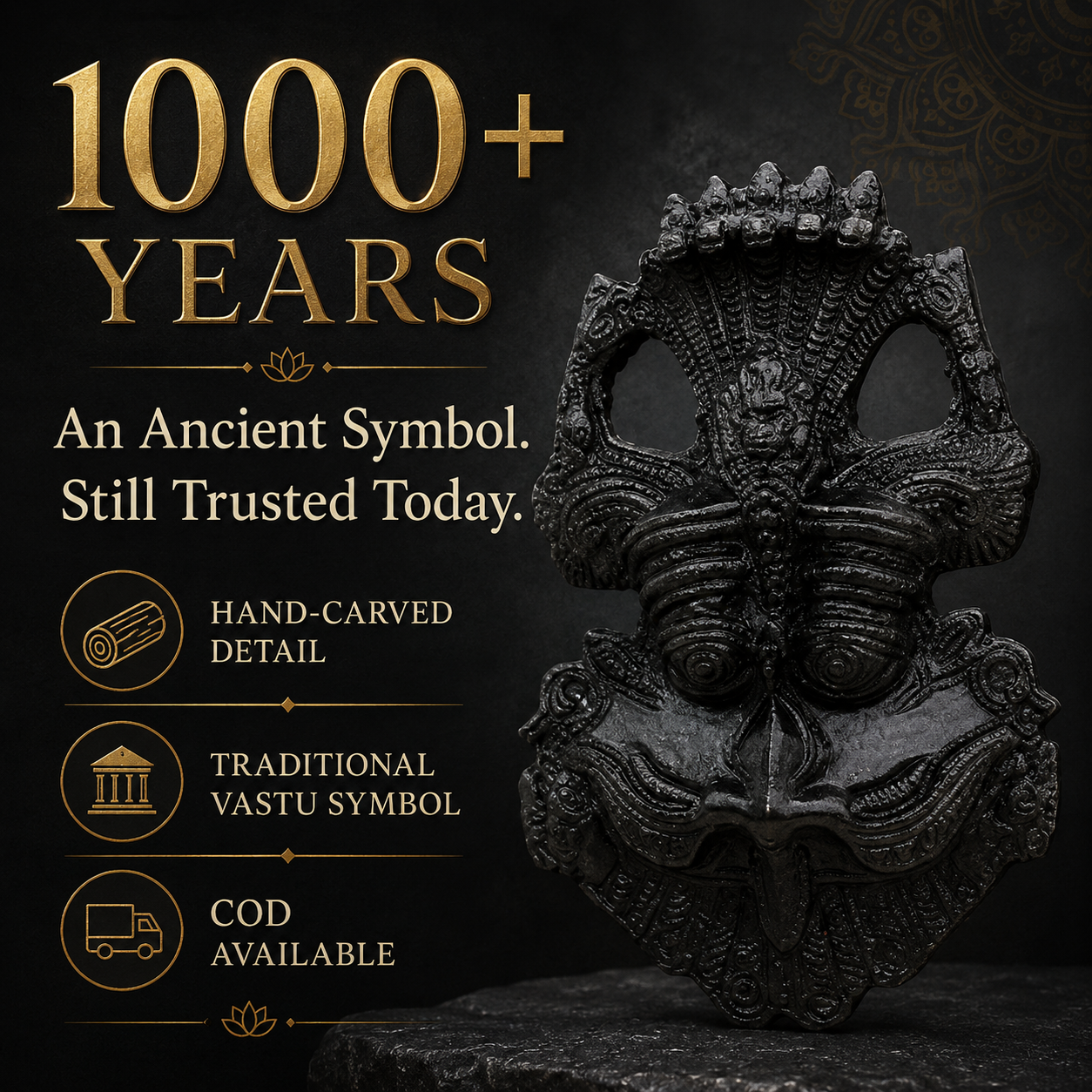 Kirtimukha Black Tourmaline Guardian | Shiva's Divine Protection for Home & Office