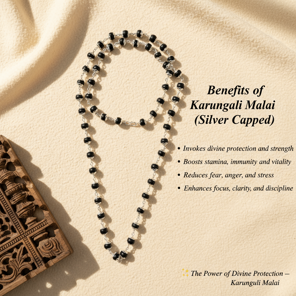 Silver Capped Karungali Malai