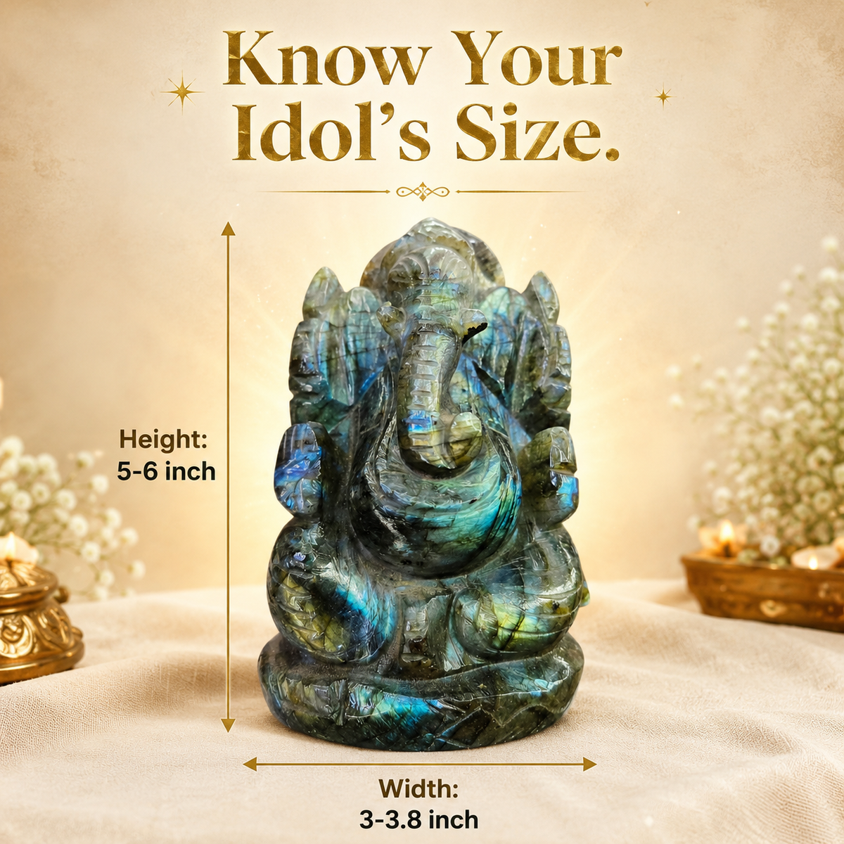 Large Labradorite Ganesha Statue – 6 Inch