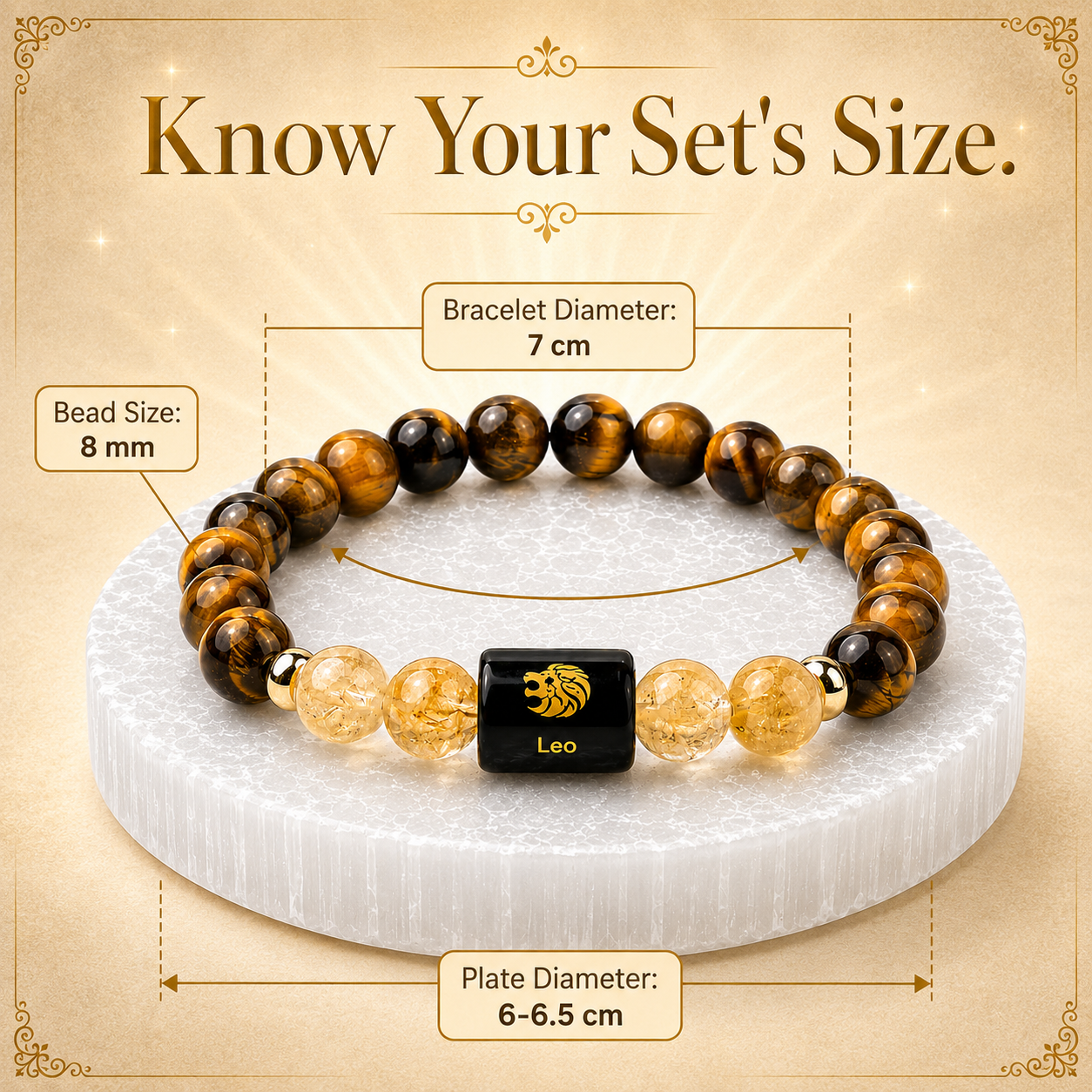 Leo (सिंह राशि) Tiger Eye & Citrine Crystal Zodiac Bracelet – For Radiant Confidence, Leadership & Abundance