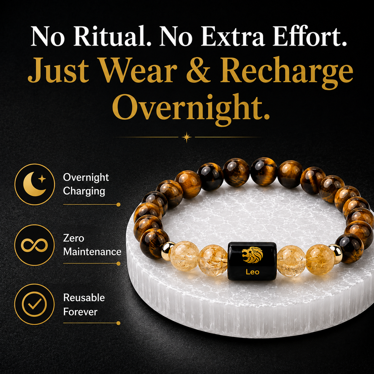 Leo (सिंह राशि) Tiger Eye & Citrine Crystal Zodiac Bracelet – For Radiant Confidence, Leadership & Abundance