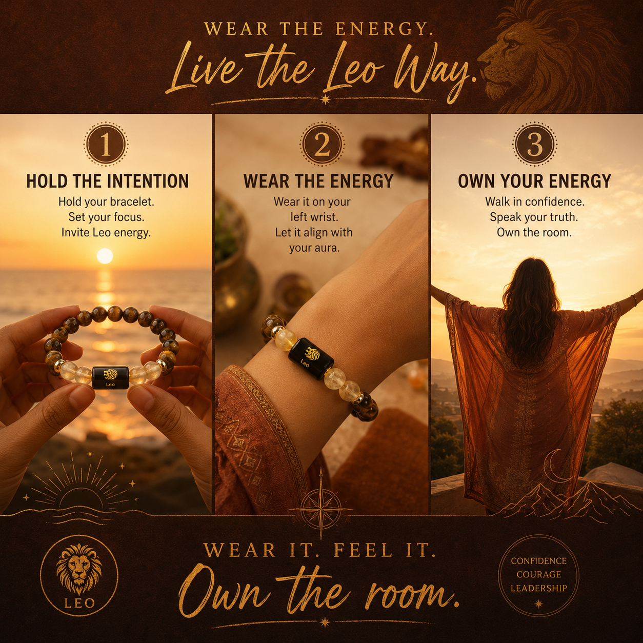 LEO (सिंह) – Tiger Eye & Citrine Bracelet