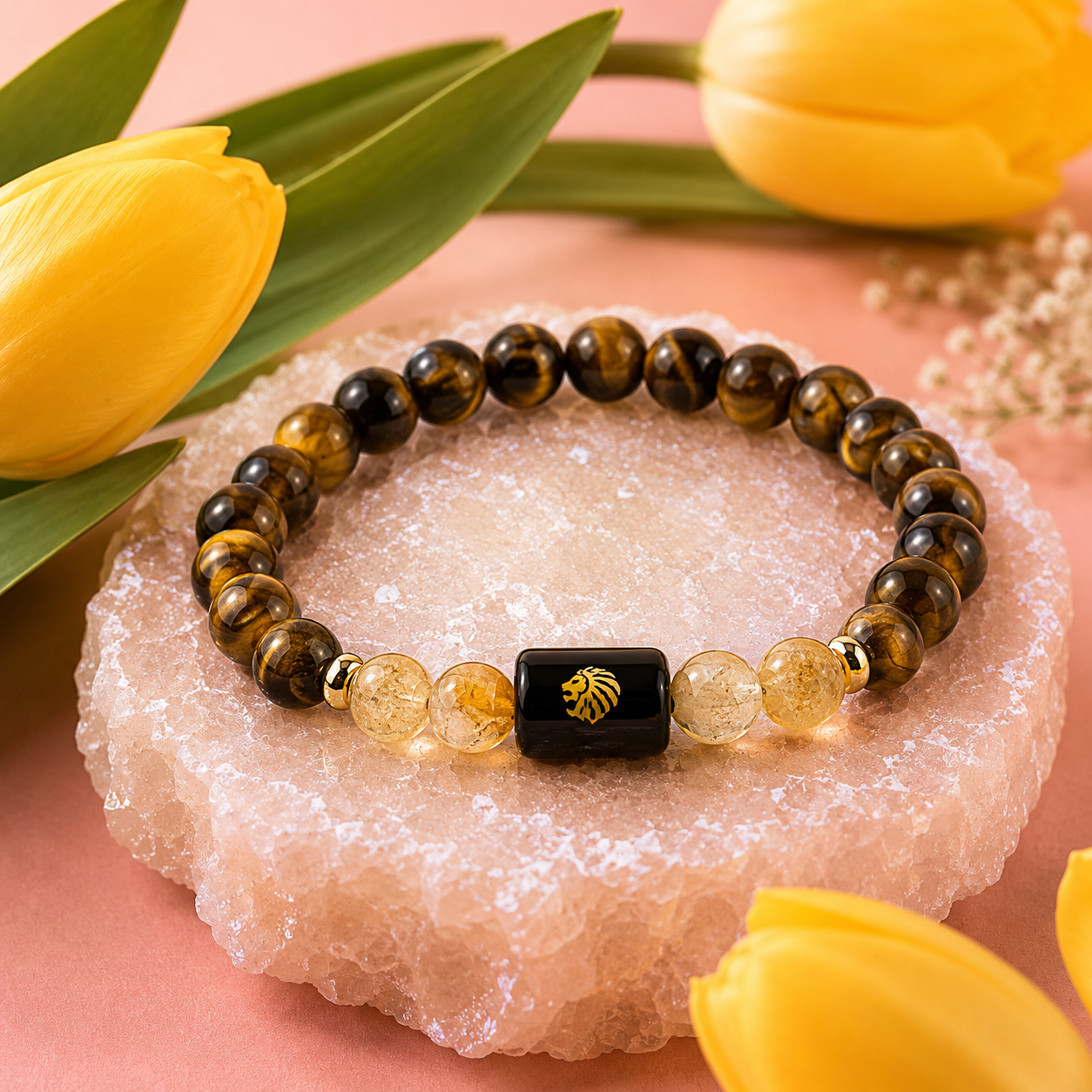 LEO (सिंह) – Tiger Eye & Citrine Bracelet