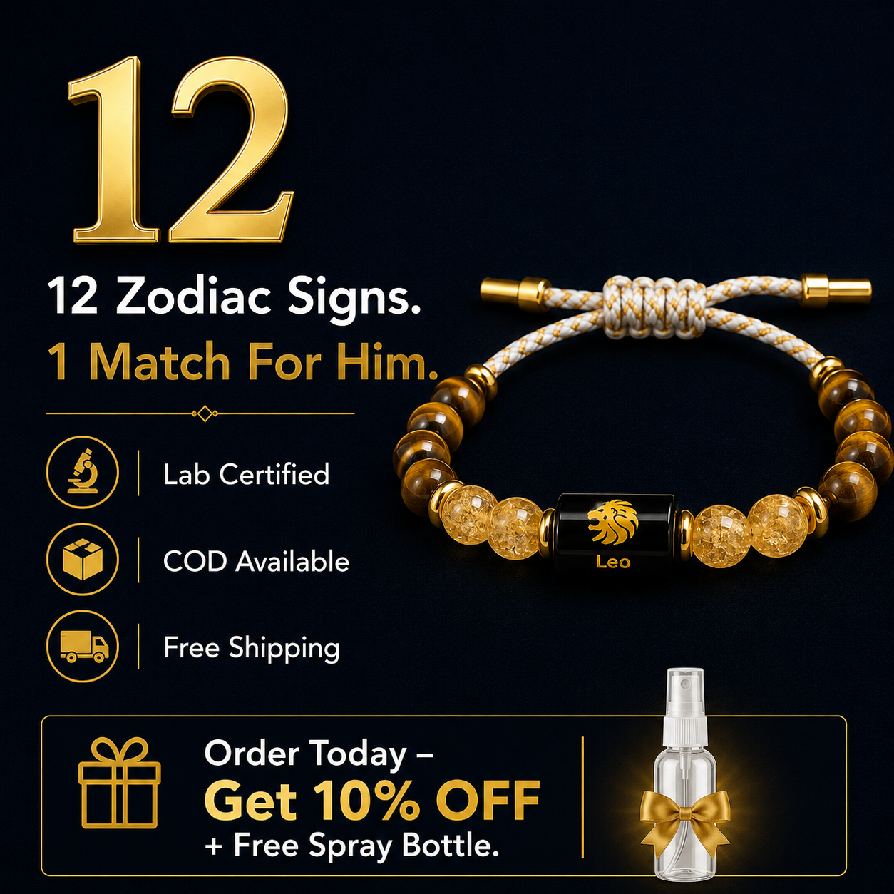 LEO (सिंह) – Zodiac Rakhi Tiger Eye & Citrine