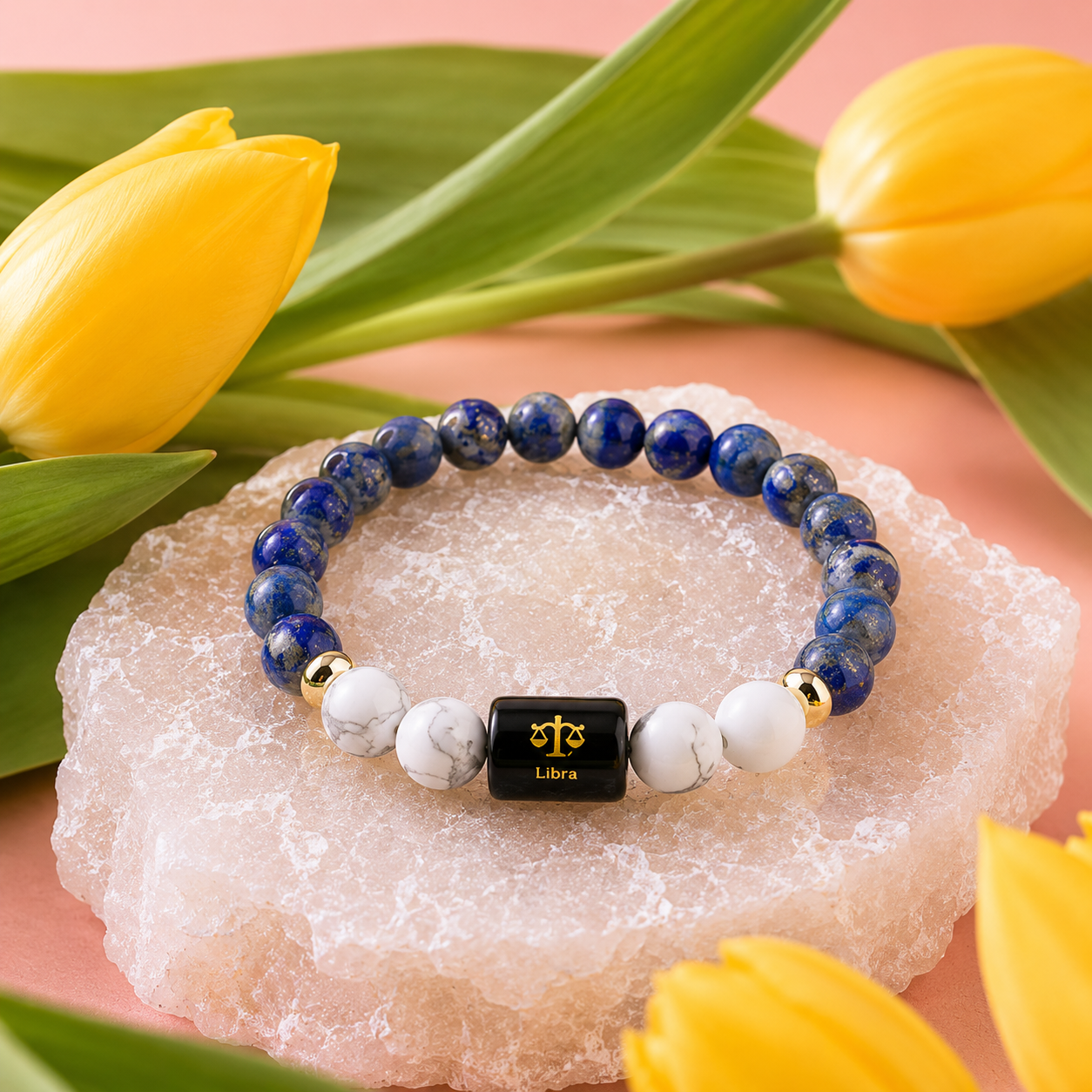 LIBRA (तुला) – Lapis Lazuli & Howlite Bracelet