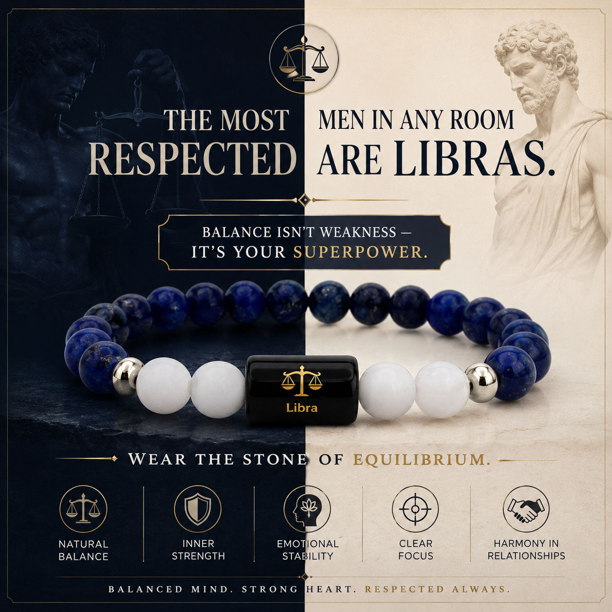 LIBRA (तुला) – Lapis Lazuli & Howlite Bracelet