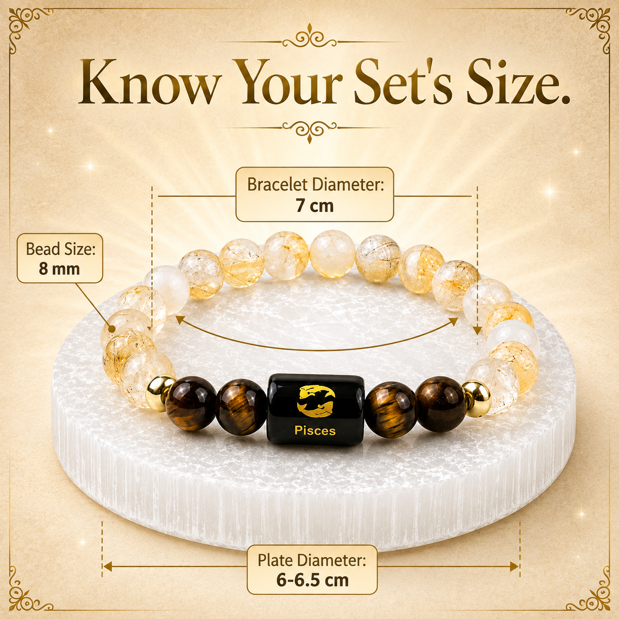 Pisces (मीन राशि) Citrine & Tiger Eye Crystal Zodiac Bracelet – For Abundance, Clarity & Grounded Confidence