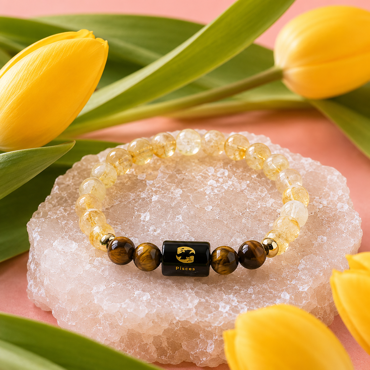 PISCES (मीन) – Citrine & Tiger Eye Bracelet