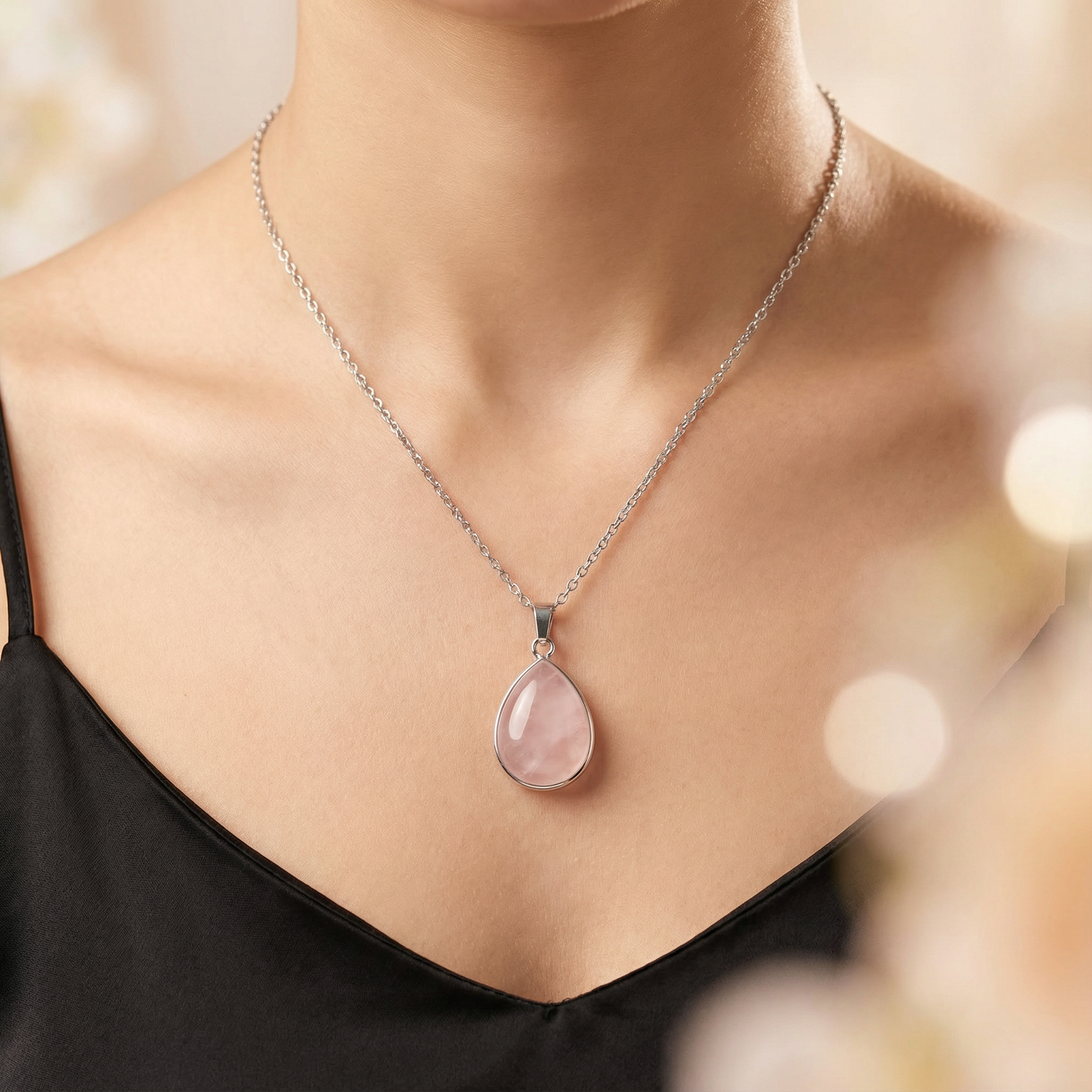 Rose Quartz Teardrop Pendant