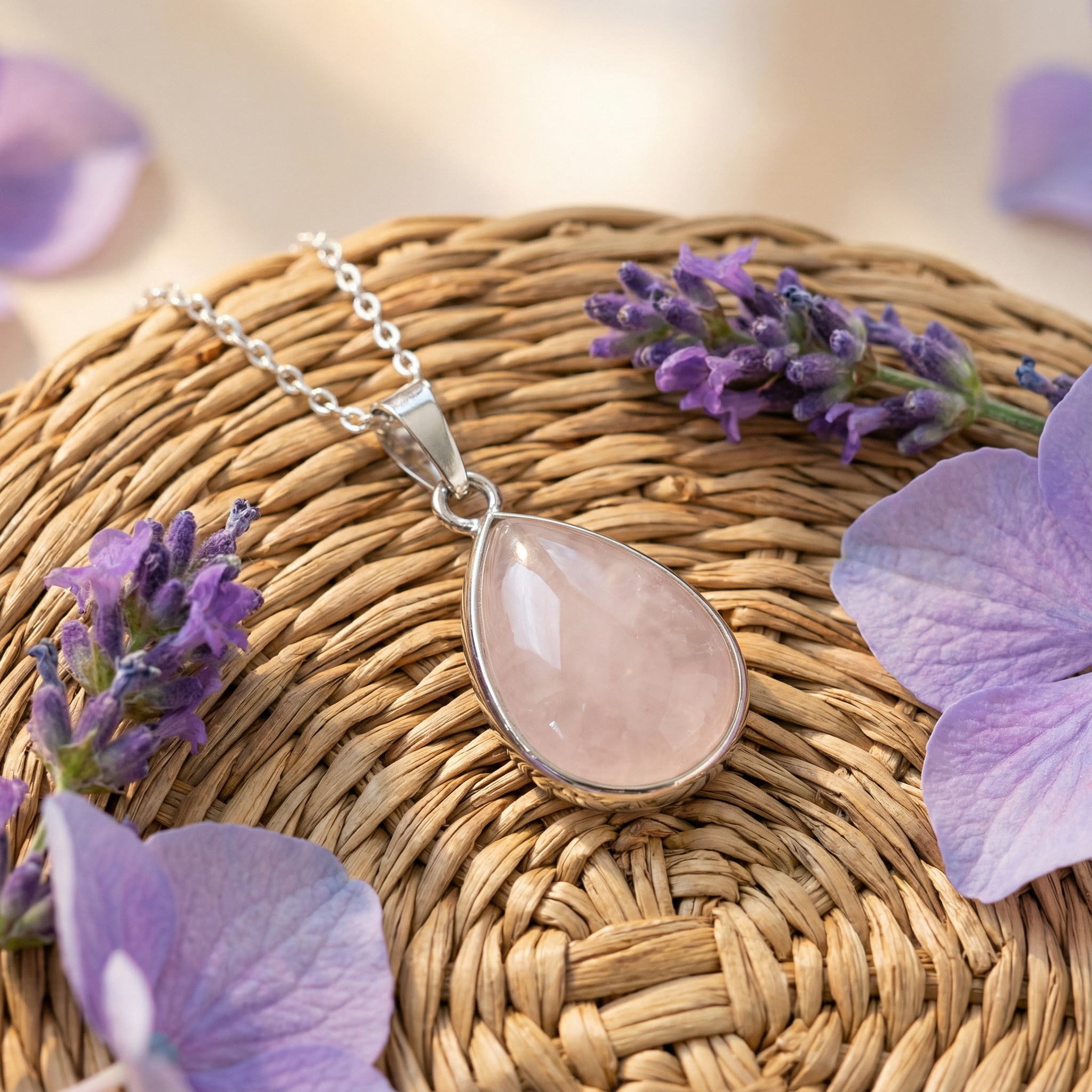 Rose Quartz Teardrop Pendant