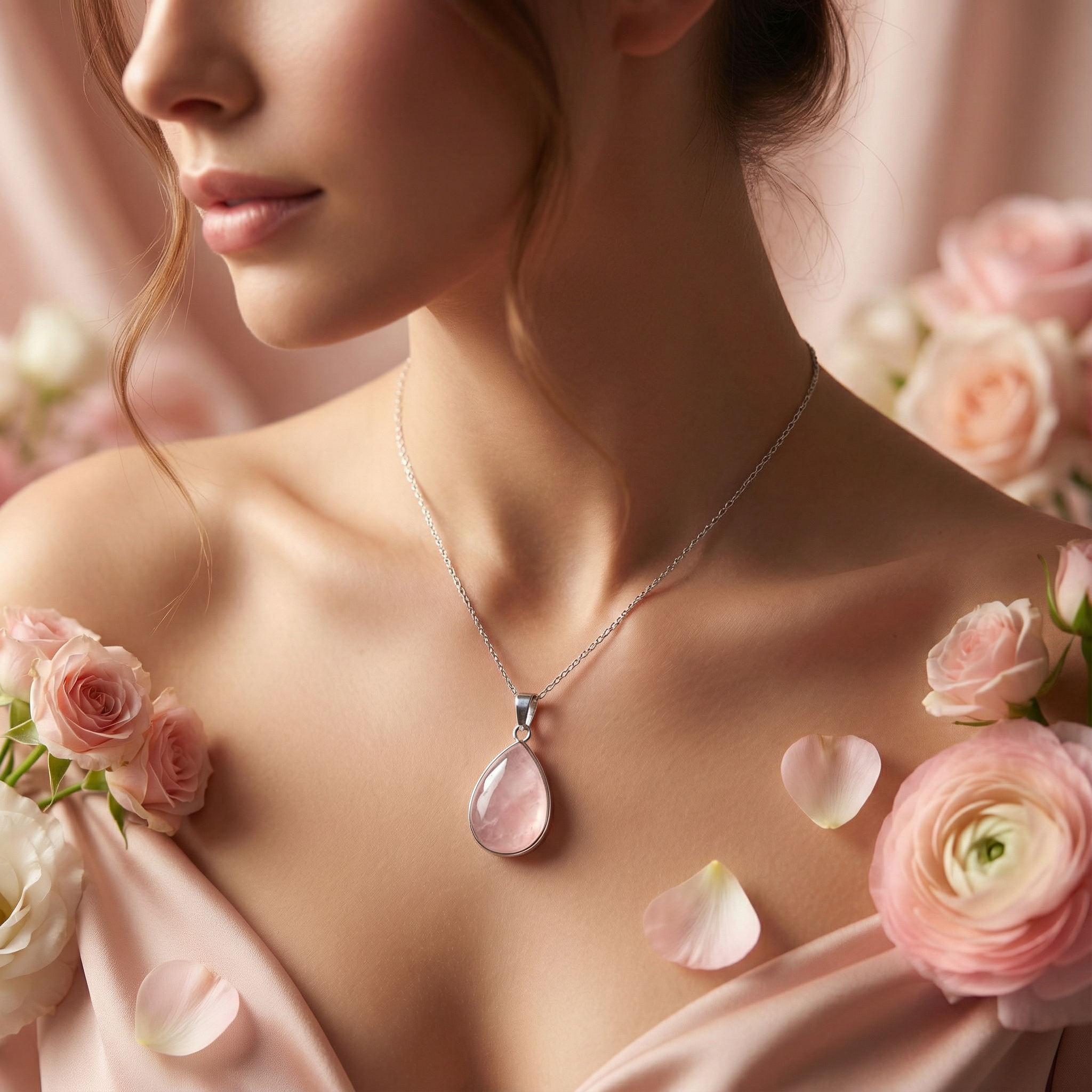 Rose Quartz Teardrop Pendant
