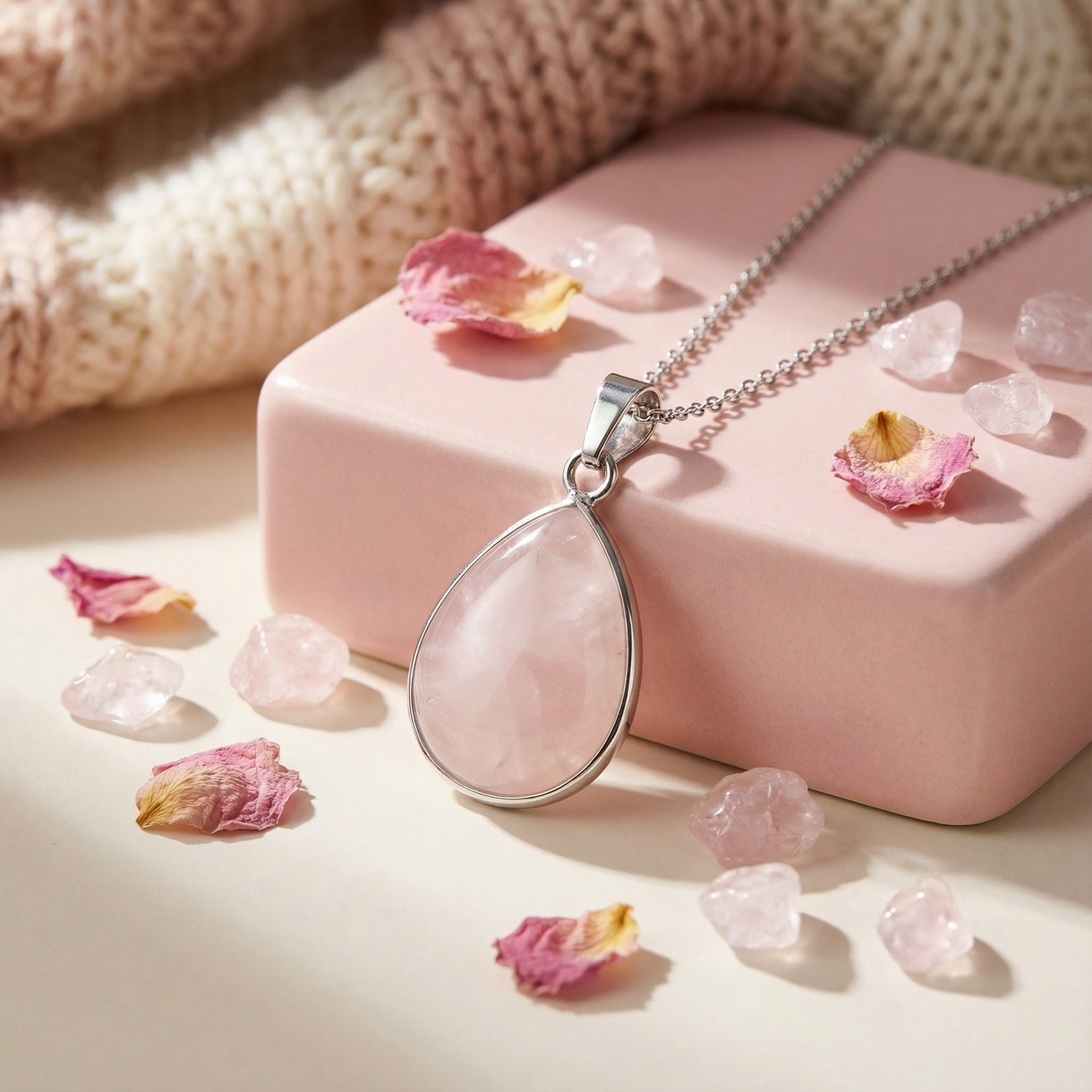 Rose Quartz Teardrop Pendant