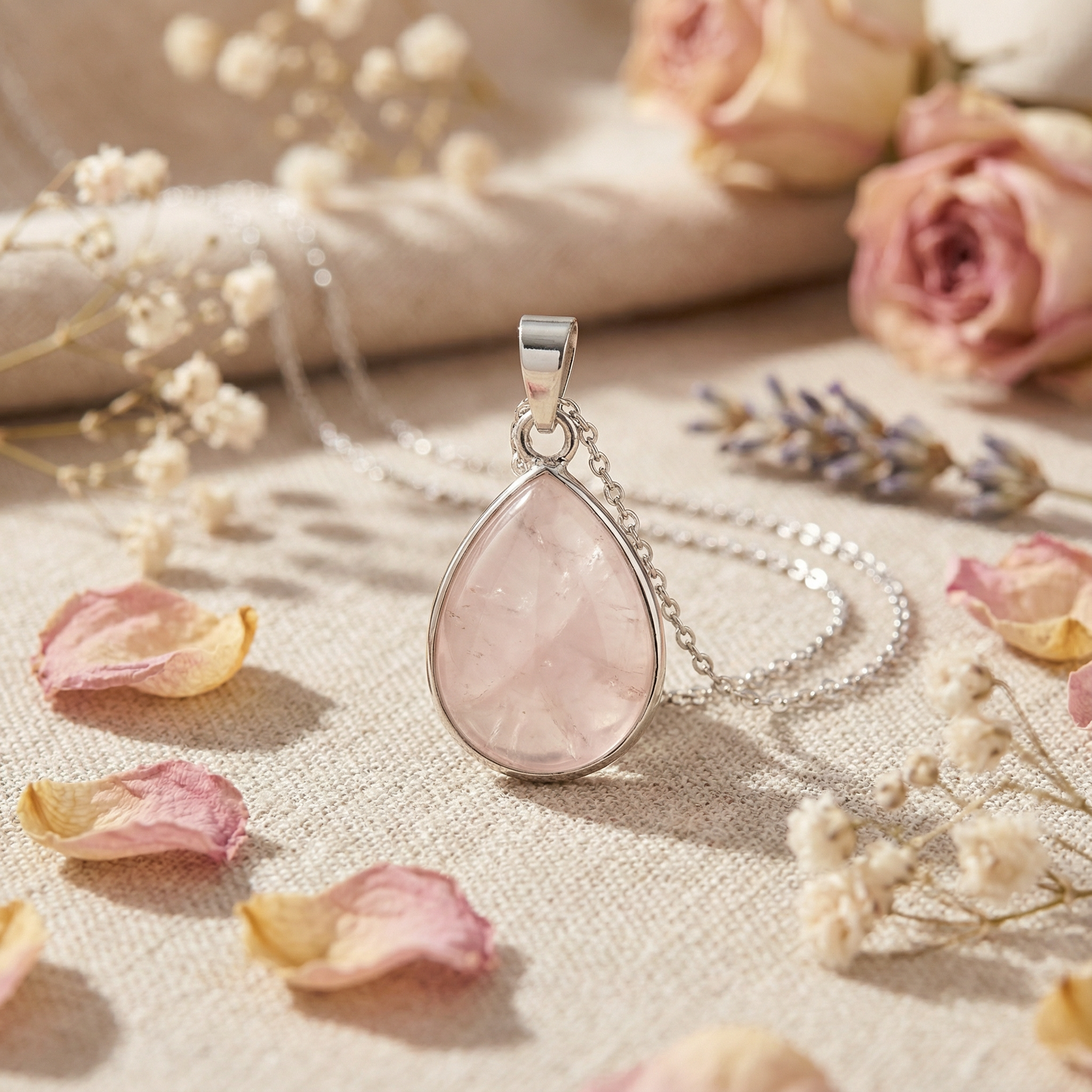 Rose Quartz Teardrop Pendant