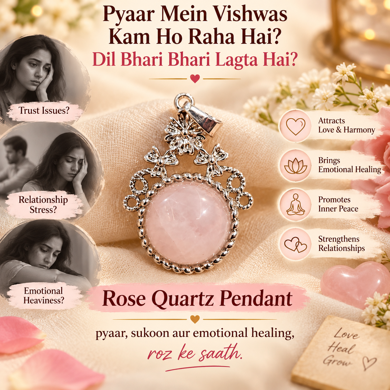 Rose Quartz Pendant — The Stone of Unconditional Love