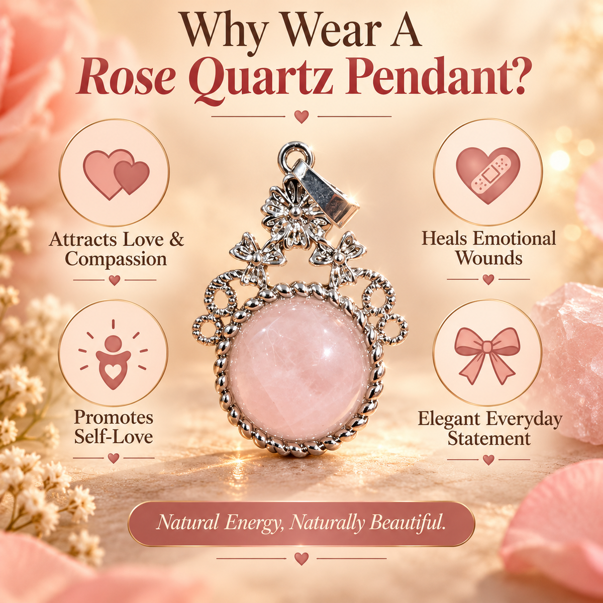 Rose Quartz Pendant — The Stone of Unconditional Love