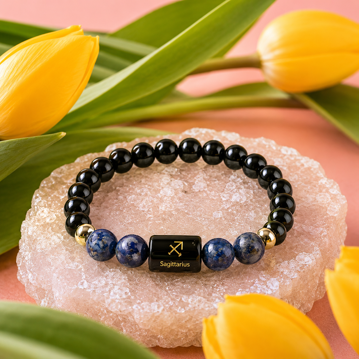 SAGITTARIUS (धनु) – Black Obsidian & Lapis Lazuli Bracelet