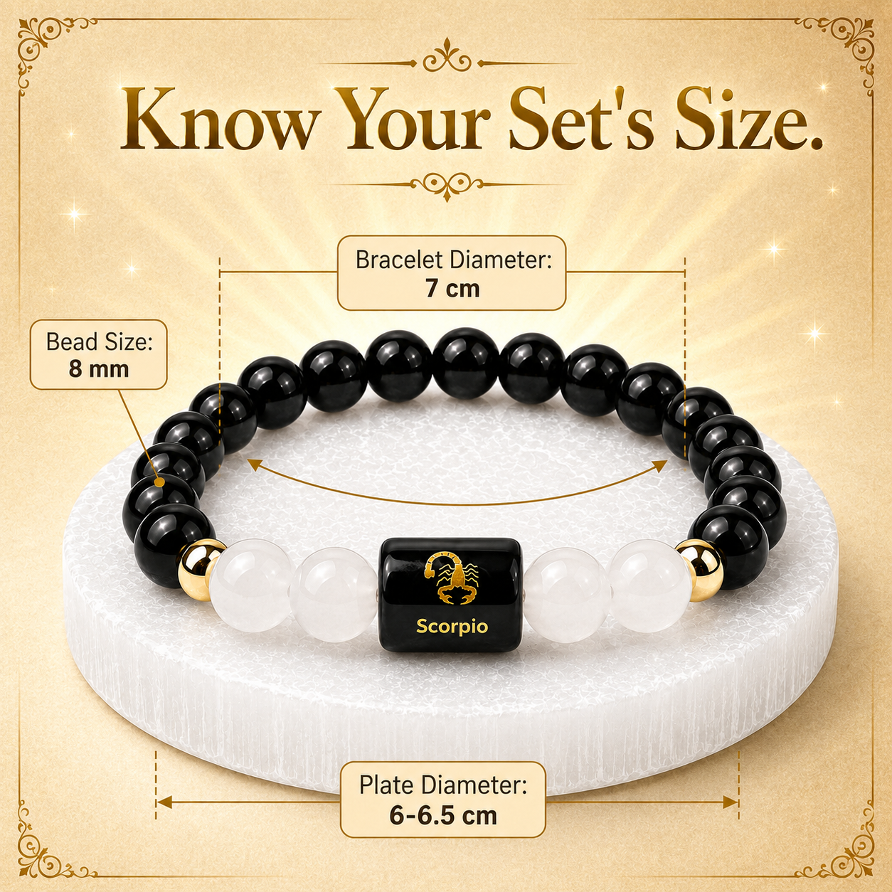 Scorpio (वृश्चिक राशि) Black Obsidian & Milky Quartz Crystal Zodiac Bracelet – For Deep Protection & Emotional Clarity