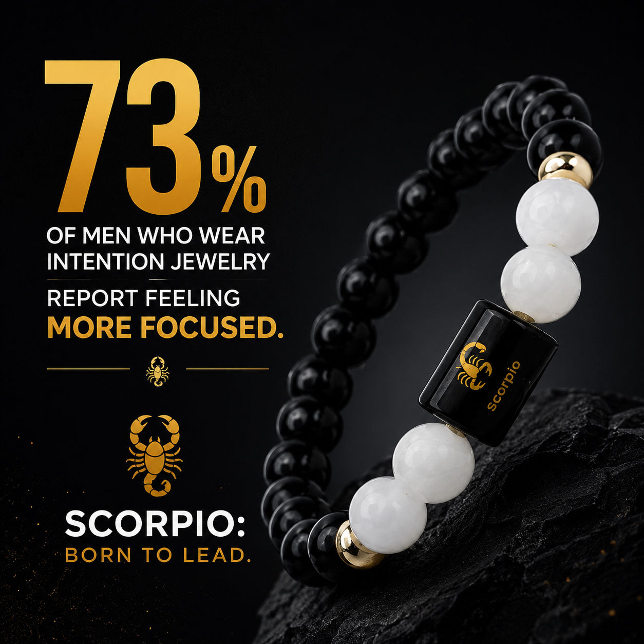 SCORPIO (वृश्चिक) – Black Obsidian & Milky Quartz Bracelet