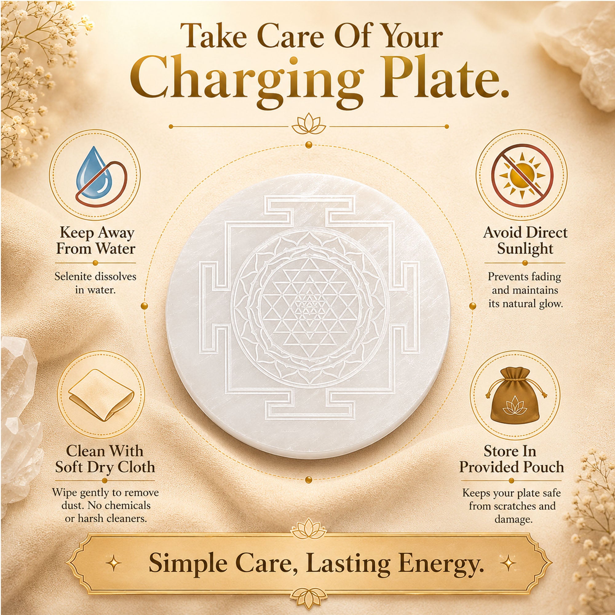 Selenite Shriyantra Charging Plate