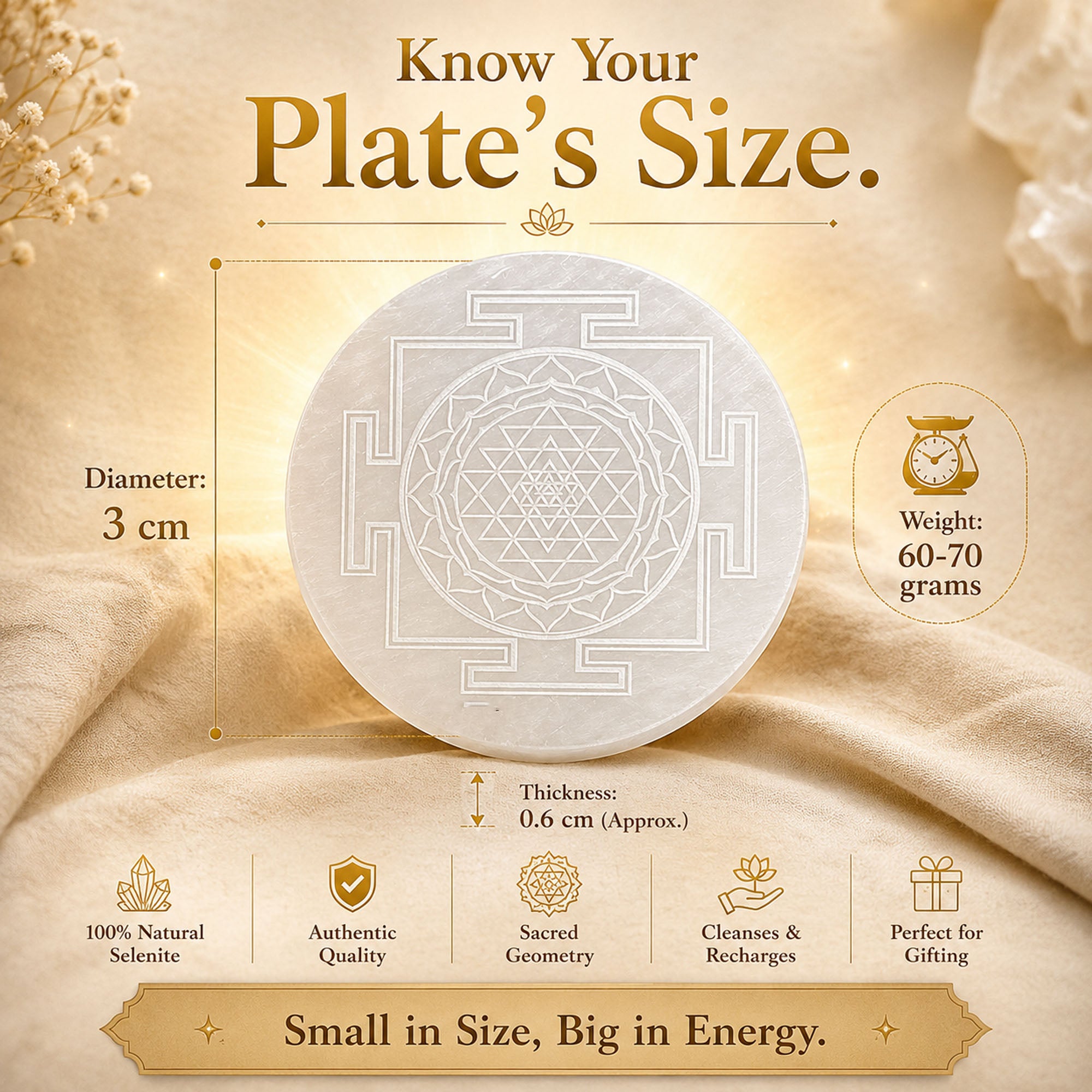 Selenite Shriyantra Charging Plate