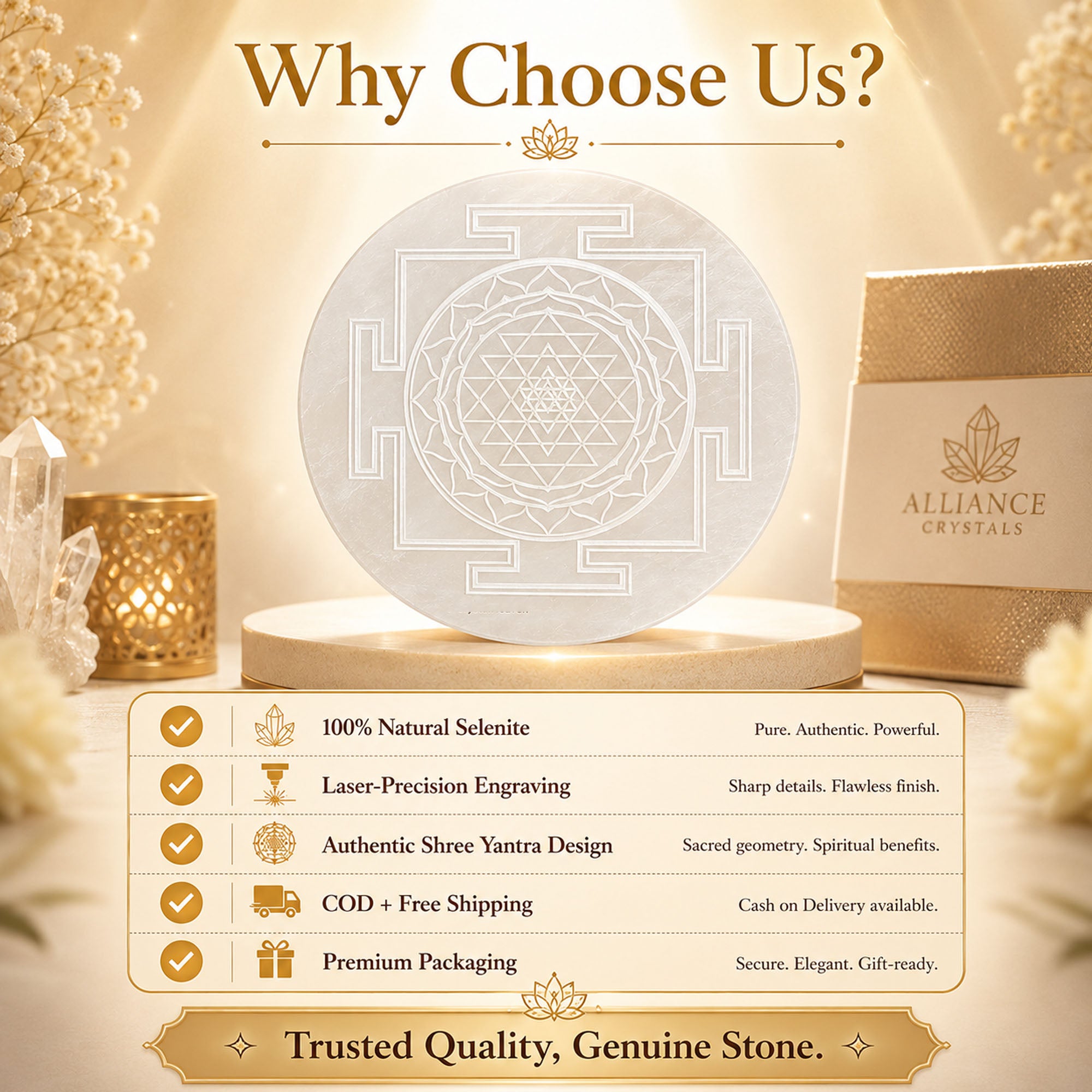 Selenite Shriyantra Charging Plate