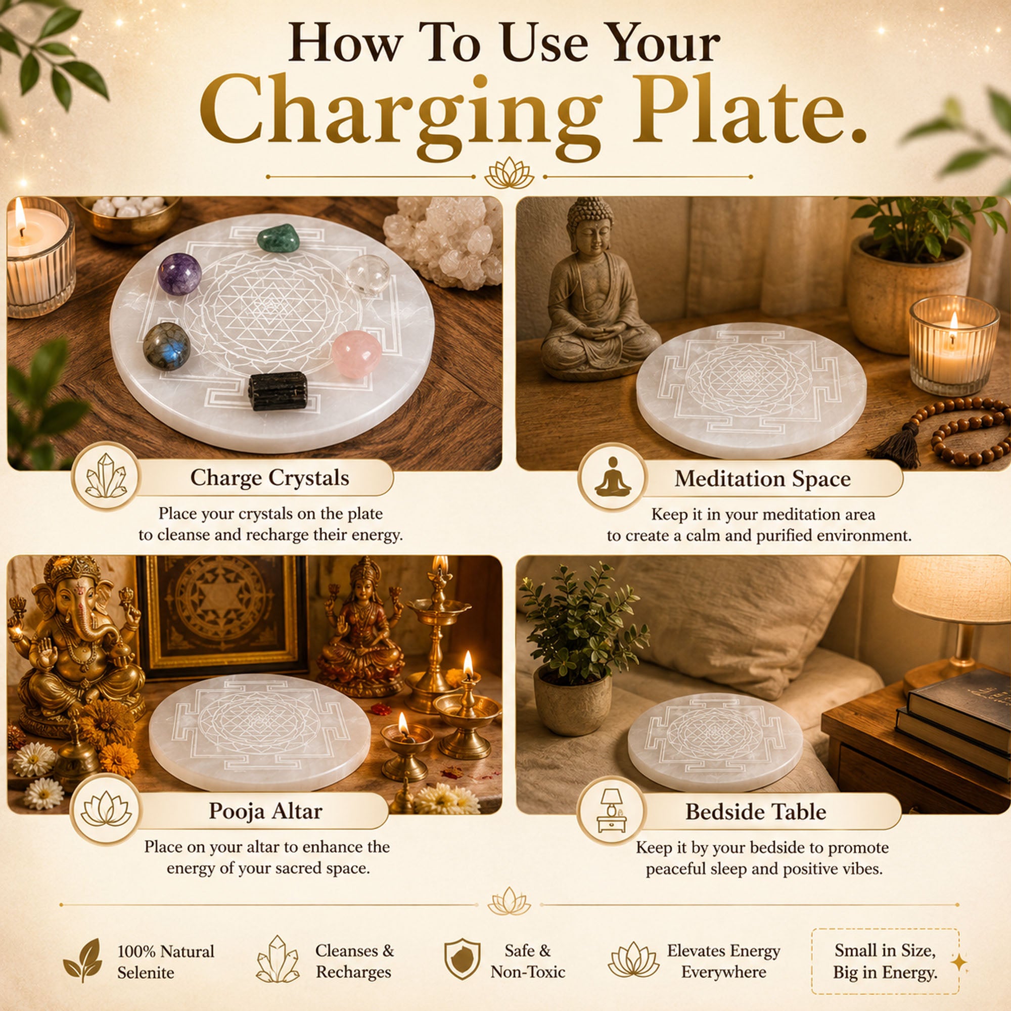 Selenite Shriyantra Charging Plate