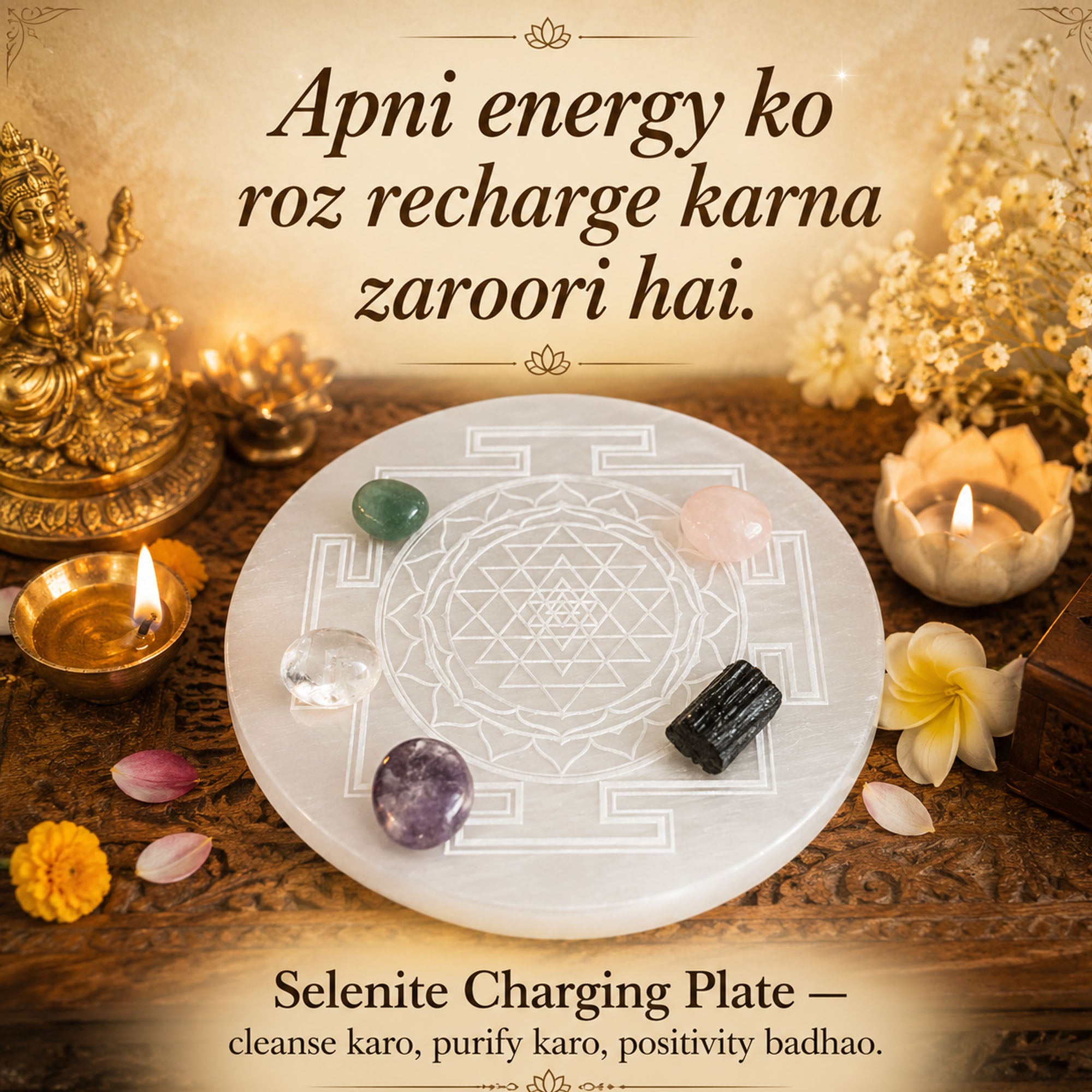Selenite Shriyantra Charging Plate