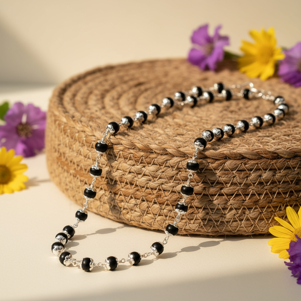 Silver Capped Karungali Malai