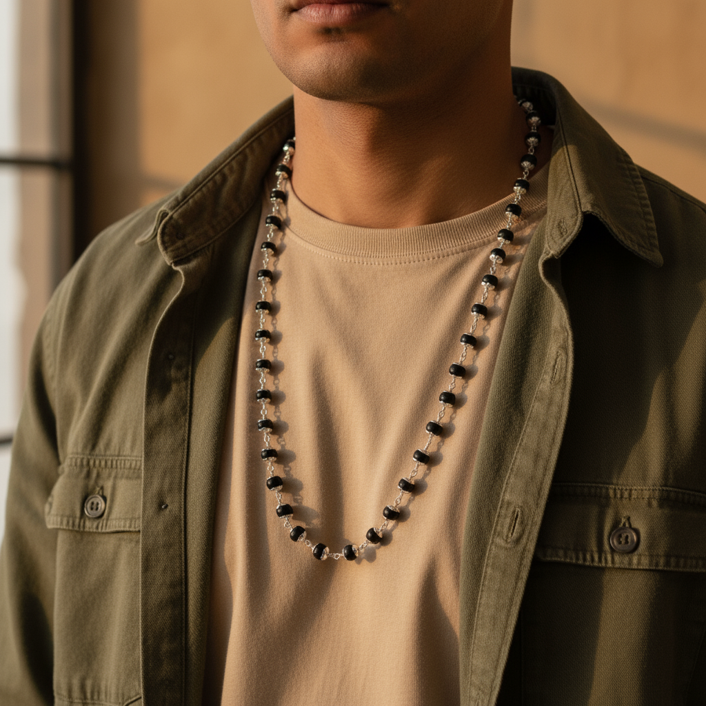 Silver Capped Karungali Malai