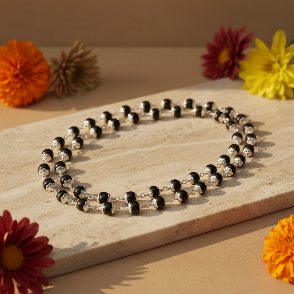 Silver Capped Karungali Malai